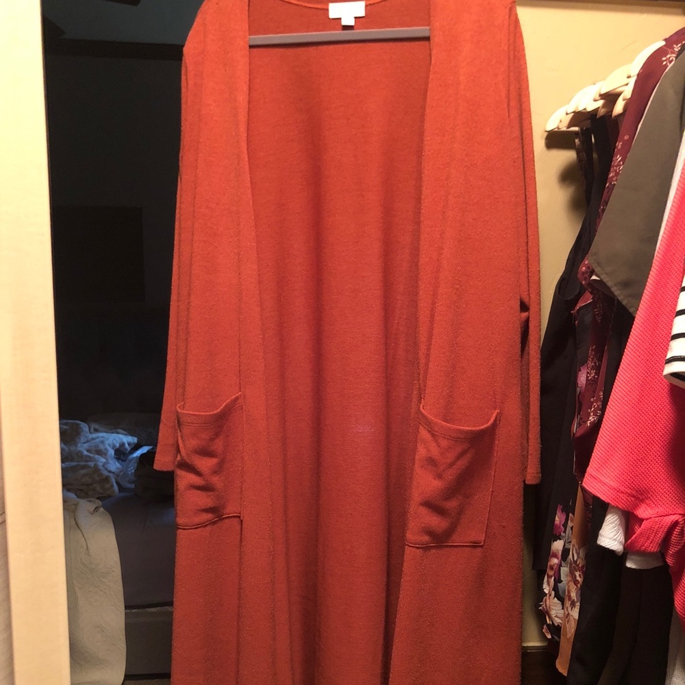 LuLaRoe Sarah Cardigan-Rusty Pumpkin